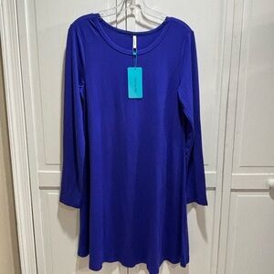 Vibrant Blue Popyoung Long Sleeve Dress Size Large